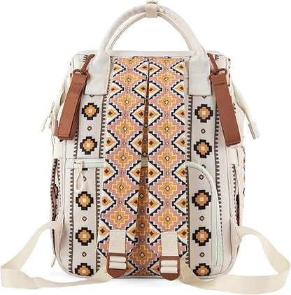 Wrangler Diaper Bag Backpack Aztec Travel Backpack Purses Western Multi-Function Baby Bags for Mom with Waterproof Insulated Pockets