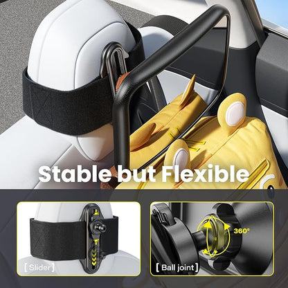 Fixed Headrest Car Mirror for Baby Rear Facing Fit Tesla Shatterproof Baby Mirror for Car Back Seat 360° Wide Clear View Never Shake Crash Tested Stable Velcro Strap Newborn Baby Essentials