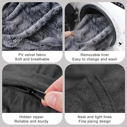 (Cover only, No Filler) Giant Fur Bean Bag Chair Cover(Cover only, No Filler) for Kids Adults, Living Room Furniture Big Round Soft Fluffy Faux Fur Beanbag Lazy Sofa Bed Cover (Wine Red, 7FT)