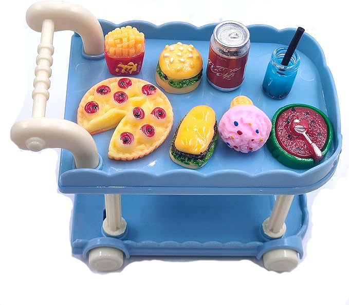 100pcs Miniature Food Drinks Bottle Toys Dollhouse Mixed Resin Accessories for Adults Kids Kitchen Accessories for Pretend Play (Hamburger, Pizza,Cake,Ice Cream,Bread)