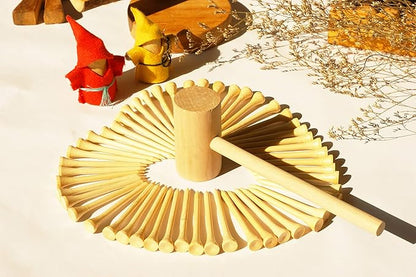 Hammering and Pounding Toys for Kids Include 1 Wood Hammer and 30 Bamboo Nails Improve Fine Motor Skills Friendly Natural Wooden Educational Montessori Toy for Childs DIY Birthday Gift for 4+