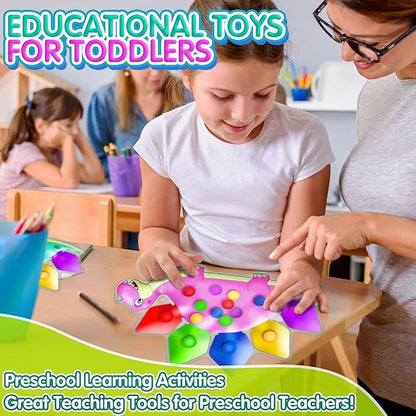 UIIOPJIOM 2PC Dinosaur Color Sorting Sensory Toys, Montessori Toys for Toddler Fine Motor Skill Game Learning Activities Quiet Calm Down Fidgets for Classroom Christmas Stocking Stuffers for Boy Girl