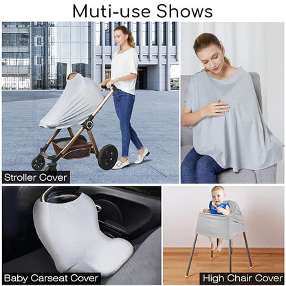 Nursing Cover & Baby Nursing Poncho,Multi Use Breastfeeding Cover for CarSeat Canopy, High Seat Cover, Stroller Cover, Shopping Cart Cover,Nursing Scarf for Boy and Girl by Kefee Kol (Grey)