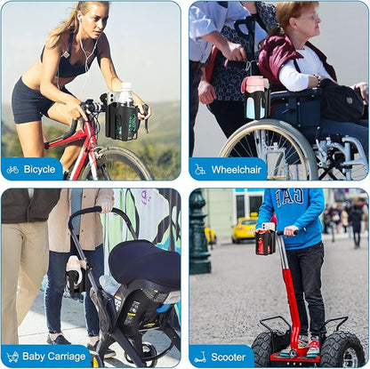 Accmor Stroller Cup Holder with Phone Holder, Universal Cup Holder, Bike Cup Holder, 360° Rotatable Large Caliber Drinks Holder for Stroller, Bike, Wheelchair, Walker