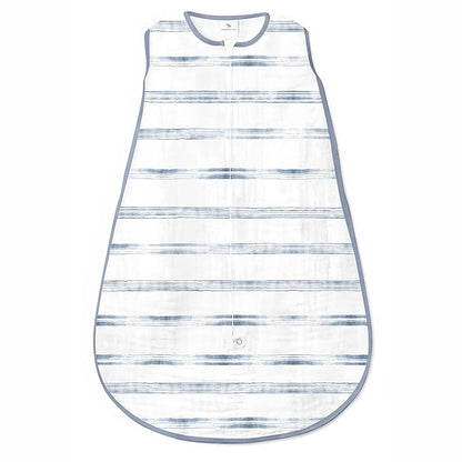 Amazing Baby Cotton Muslin Sleeping Sack, for Baby Boy or Girl, Wearable Blanket with 2-Way Zipper, Watercolor Stripes, Denim, Medium (6-12 Month)