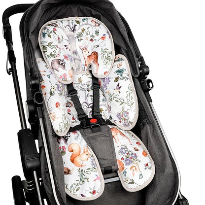 2 in 1 Infant Car Seat Insert, Car Seat Head Support Baby Girls Boys, Soft Newborn Carseat Insert Cushion, Perfect for Carseats, Strollers, Swings (Gray Animals)