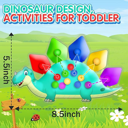 4PC Dinosaur Color Sorting Sensory Toys, Montessori Toys for Toddler Fine Motor Skill Game Learning Activities Quiet Calm Down Fidgets for Classroom Stocking Stuffers for 3 4 5 Year Old Kid Travel Toy