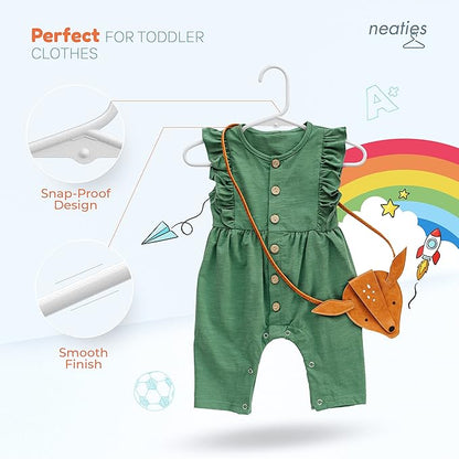 10pk Made in USA Baby Hangers | Kids Hangers for Children's Clothes, Toddler Outfits and Clothing | 20 50 100 Pack Available | Kid Plastic Hanger for Closet and Nursery | Child Kid Hangars (Gray)