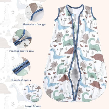 Yoofoss Baby Sleep Sack 12-18 Months Baby Wearable Blanket 100% Organic Cotton 2-Way Zipper TOG 0.5 Toddler Sleeping Sack Lightweight Sleep Sacks for Babies(Large)