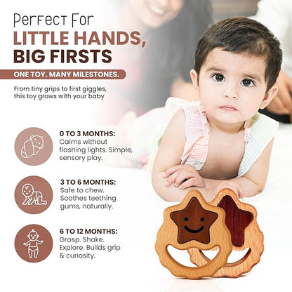 Wooden Toy for 6–12 Month Old Baby | Montessori Rattle | Toys for Baby Boy & Girl