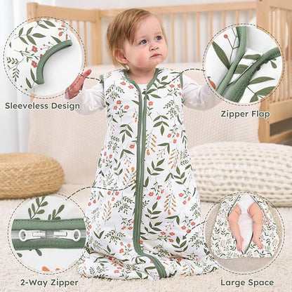 Yoofoss Baby Sleep Sack 12-18 Months, 1.5 Tog Baby Wearable Blanket with 2-Way Zipper, 100% Cotton Organic Fabric Winter Infant Sleeping Sack, Warm Soft Comfy