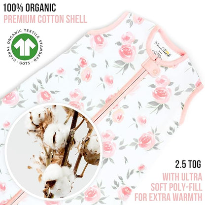 Mama Cheetah Baby Sleep Sack 2.5 TOG, Organic Cotton Baby Wearable Blanket with Two-Way Zipper, Swaddle Transition Baby Sleeping Bag for Newborn Infant Toddler Boy Girl, 12-18 Months