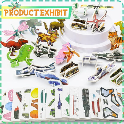 100 Pack Educational 3D Cartoon Puzzle for Kids Toys Themed 3D Jigsaw Puzzles DIY Kits Toys Art Crafts for Ages 4-10 Boys and Girls Birthday Present