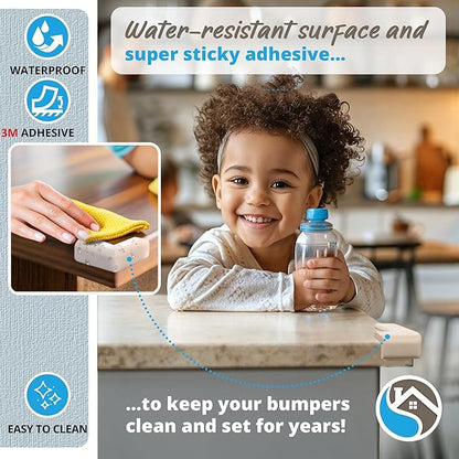 8-Pack Baby Proofing Corner Protectors, Furniture Corner and Edge Safety Bumpers, Soft Rubber Foam Cushion Covers, 3M Taped Corner Protector, Baby Child Proofing Pads, Table Protector, White