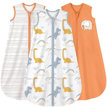 Yoofoss Baby Sleep Sack 18-24 Months Baby Wearable Blanket 100% Cotton 2-Way Zipper TOG 0.5 Toddler Sleeping Sack 3 Pack, Lightweight Sleep Sacks for Babies(X-Large)