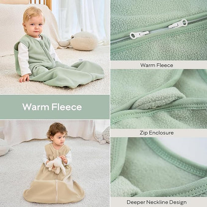 JELLYMONI Fleece Baby Sleep Sack 0-6 Months, 2 Pack 1.5 TOG Baby Wearable Blanket Winter Infant Sleep Sack with 2-Way Zipper, Warm Toddler Sleep Sack