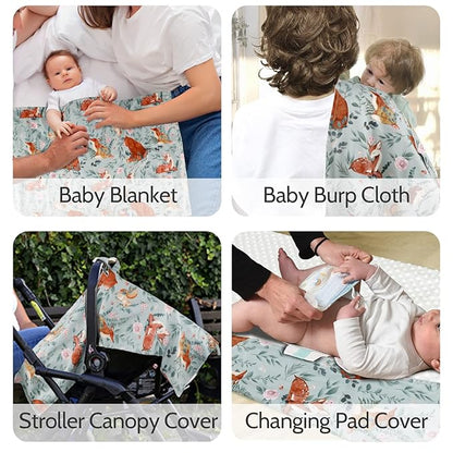 TANOFAR Car Seat Cover Baby, Carseat Covers Baby Boy Girl, Peekaboo Opening Infant Car Seat Cover for Winter, Warm & Cozy, Woodland Animals