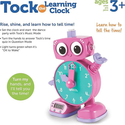 Learning Resources Tock The Learning Clock Pink, 1 Piece, Ages 3+, Educational Talking Clock