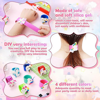 10 Pack Unicorns Slap Bracelets for Kids Silicone Unicorn Wristbands Snap Bracelets Unicorn Party Favors for Kids Girls Boys Birthday Gifts Goodie Bag Stocking Stuffers Carnival Prizes