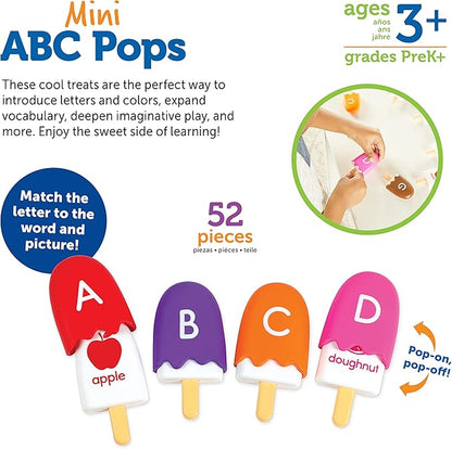 Learning Resources Mini ABC Pops, Toddler Learning Toys, Preschool Learning Activities, Montessori Toys for Kids, 52 Pieces, Ages 3+