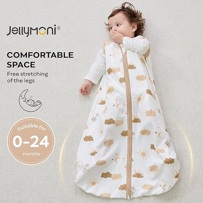 JELLYMONI Baby Sleep Sack 6-12 Months Wearable Blanket for Baby, 100% Cotton 2 Pack Infant Toddler Sleeping Sack Lightweight Soft 2-Way Zipper Sleepsack