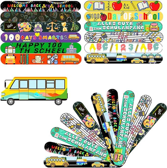 100 Days of School Slap Bracelets, 36 Pcs Slap Bracelets for Kids 100th Day of School Party Favors Decorations Snap Bracelets Wristbands Supplies for Kids Gifts Classroom School Favors