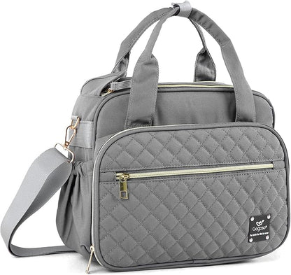 Crossbody Small Diaper Bag, Cute Mini Baby Diaper Tote Bags with Insulated Pockets for Traveling Outdoor Parent,Gray