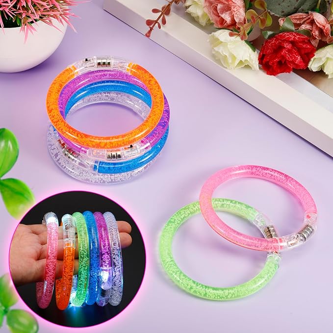 100 Pcs LED Bracelets,6 Color Glow Bracelets,Light Up Bracelets,Glow in the Dark Party Supplies for Kids & Adults,Glow in The Dark Bracelets for Concert Birthday Carnival Party Favors