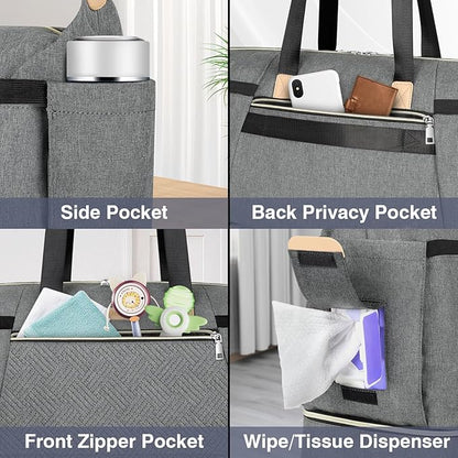ITIEZY Diaper Bag Tote for Baby - Large Mommy Bag with Portable Changing Pad Pacifier Case, Hospital Bags Travel Baby Bag