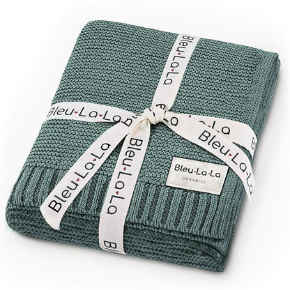 Heritage Knit 100% Organic Cotton Baby Swaddle Blanket for Boys and Girls - Soft Warm Cozy Unisex Receiving Cuddle Crib Blanket for Newborns, Infants & Toddlers (Hunter Green, 0-2 Years)
