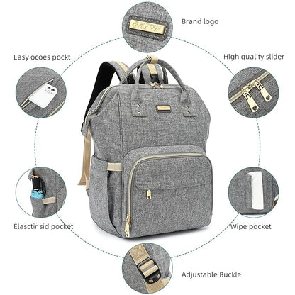 Diaper Bag Backpack, Diaper Bags for Baby Girls Boys, Baby Bags for Moms Dads, Nappy Changing Bag with Insulated Pockets,Multi-functional Waterproof Backpack with Stroller straps - Grey