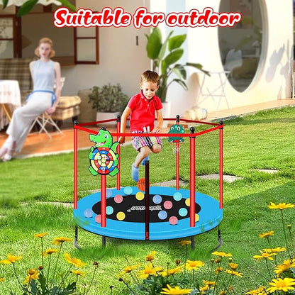 Pink Indoor Trampoline for Kids 2-5, 5ft Mini Indoor & Outdoor Small Toddler Trampoline with Net and Basketball Hoop