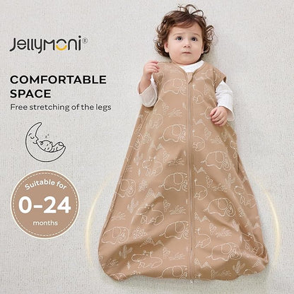 JELLYMONI Baby Sleep Sack 0-6 Months 0.5 Tog Wearable Blanket for Baby, 100% Cotton 3 Pack Infant Toddler Sleeping Sack Lightweight Soft 2-Way Zipper Sleepsack