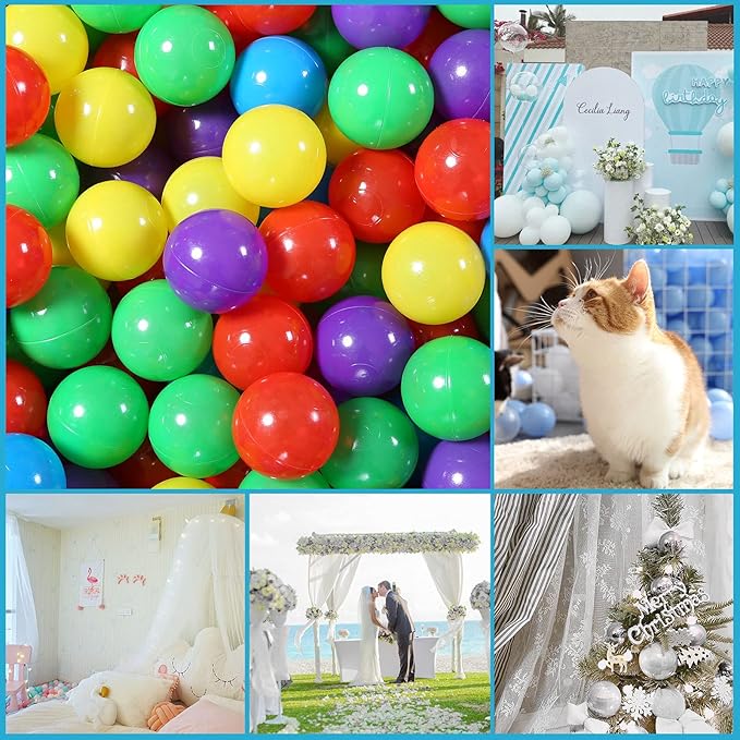 100 Ball Pit Balls, Plastics Trampoline pitballs Toys for Babies Toddlers Kids Children Playpen Play Bounce House Pool for Birthday Party Xmas Gifts