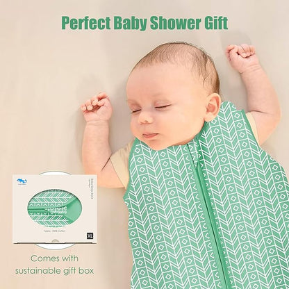 SWEET DOLPHIN Baby Sleep Sack 18-24 Months - 100% Cotton 2-Way Zipper TOG 0.5 Infant Wearable Blanket, Newborn Essentials Toddler 3 Pack Sleeping Sacks - Green