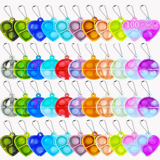 100pcs 1.5in Random Pop Bubble Fidget Sensory Toys, Pop Toy Bulk for Party Favor, Classroom Student Prizes Easter Basket Goodie Bag Stuffers Christmas Valentine Gift for Kid