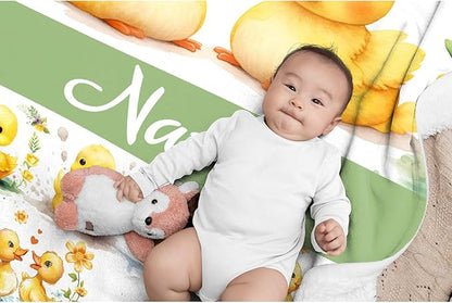 Aparajita Custom Name Yellow Ducks Adult Duck Blanket Kids Funny Blanket Suitable for Bedroom Bed Sofa Crib Couch Chair Outdoor All Season Items That Yellow Duck Lovers Will Love 90”×120 ”for Family