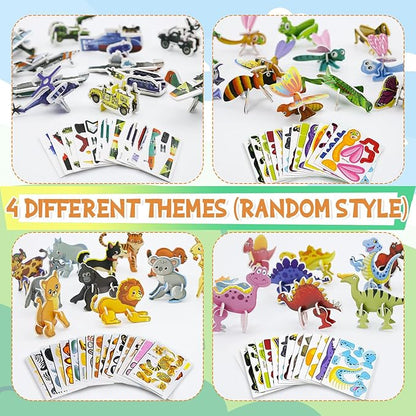 100 Pack Educational 3D Cartoon Puzzle for Kids Toys Themed 3D Jigsaw Puzzles DIY Kits Toys Art Crafts for Ages 4-10 Boys and Girls Birthday Present