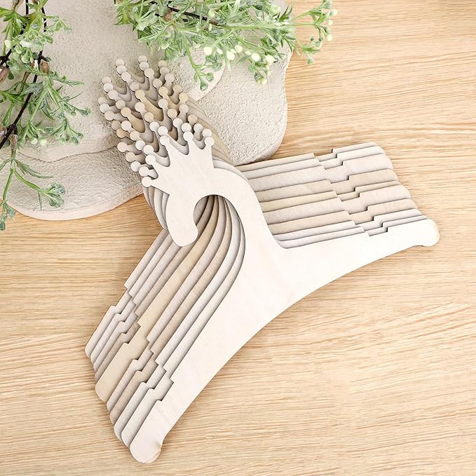 10 Pack Wooden Kids Hangers, 9inch Cute Wood Baby Hangers Nursery Hangers, Non Slip Coat Hanger for Baby Toddler Kids Clothes & Pants(Style2)