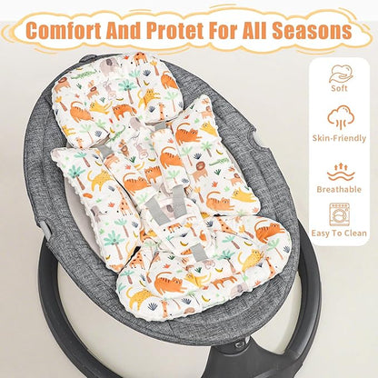 Infant Car Seat Insert, Soft Baby Car Seat Head & Body Support for Girl Boy, Reversible Newborn Preemie Carseat Insert Cushion with 3 Straps Pads Fits CarSeat, Stroller, Swing, Bouncer, Animals