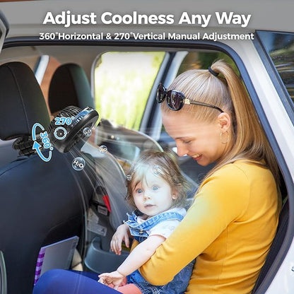 2025 Upgarded 4000mAh Misting Baby Stroller Fan, Rechargeable Battery Operated,Max 15Hrs Cooling,50ml Portable Water Sprayer Misting Fan with Flexible Tripod Clip on Car Seat Crib Treadmill Bunk Bed