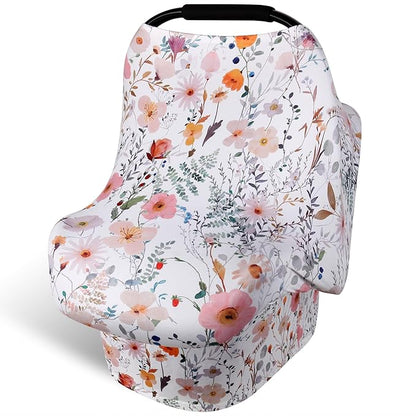 Rquite All-in-1 Car Seat Cover Baby, Carseat Covers for Girl Boy, Stretchy Soft Infant Car Seat Cover, Multi-use Baby Carrier Cover, Car Seat Canopy, Stroller Sun Shade, Nursing Breastfeeding Cover