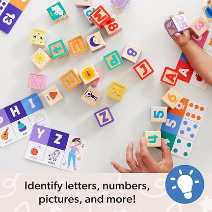 Ms. Rachel Melissa & Doug Letter, Number, and Game Wooden Learning Blocks with Activity Cards for Girls and Boys Toddlers Ages 18 Months+ - FSC-Certified