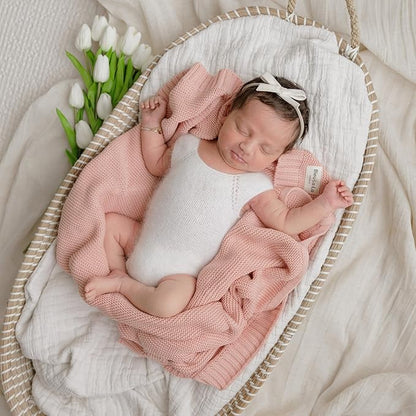 Heritage Knit Organic Swaddle Blanket for Girls - 100% Soft Luxury Cotton Knit Receving Swaddler - Warm Cozy Crib Swaddling Blanket for Newborns Infants & Toddler (0-2Yrs - Dreamy Lilac)