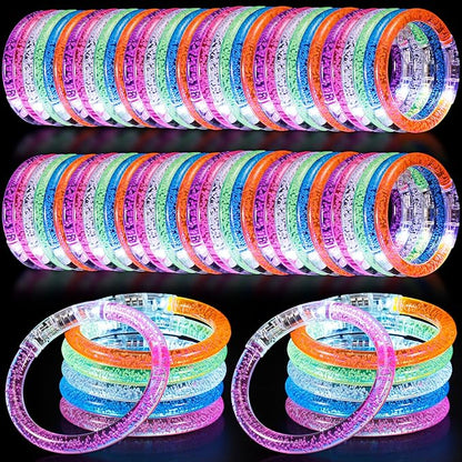100 Pcs LED Bracelets,6 Color Glow Bracelets,Light Up Bracelets,Glow in the Dark Party Supplies for Kids & Adults,Glow in The Dark Bracelets for Concert Birthday Carnival Party Favors