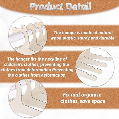 10 Pack Wooden Kids Hangers, 9inch Cute Wood Baby Hangers Nursery Hangers, Non Slip Coat Hanger for Baby Toddler Kids Clothes & Pants(Style1)