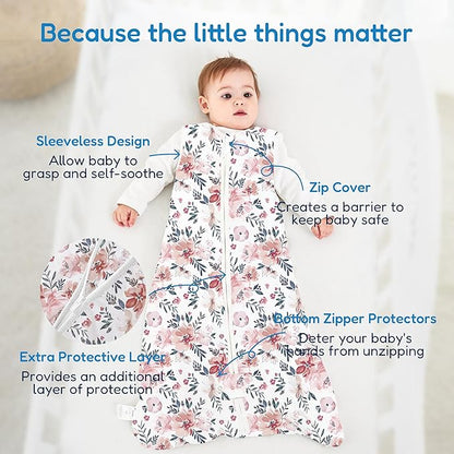 TotAha Sleep Sack 6-12-15 Months 3-Pack,Stretchy,Buttery Soft Swaddle Transition Sleeping Bag,Light Baby Wearable Blanket with 2-Way Safe Zippers for Boys and Girls, 0.5 TOG