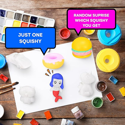 Neliblu Paintable Squishies for Kids - DIY Paint Squishy Animals - Arts and Crafts Activity for Kids - Set Includes 1 Animal, 1 Paint Rack, 1 Brush - Ideal Gifts for Children - ONLY 1 Squishy