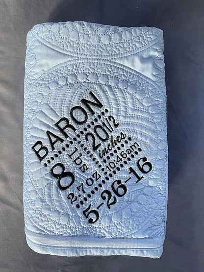Personalized Baby Blanket Baby Quilt Monogrammed Blankets for Boys and Girls Embroidered Baby Gifts Birthdate